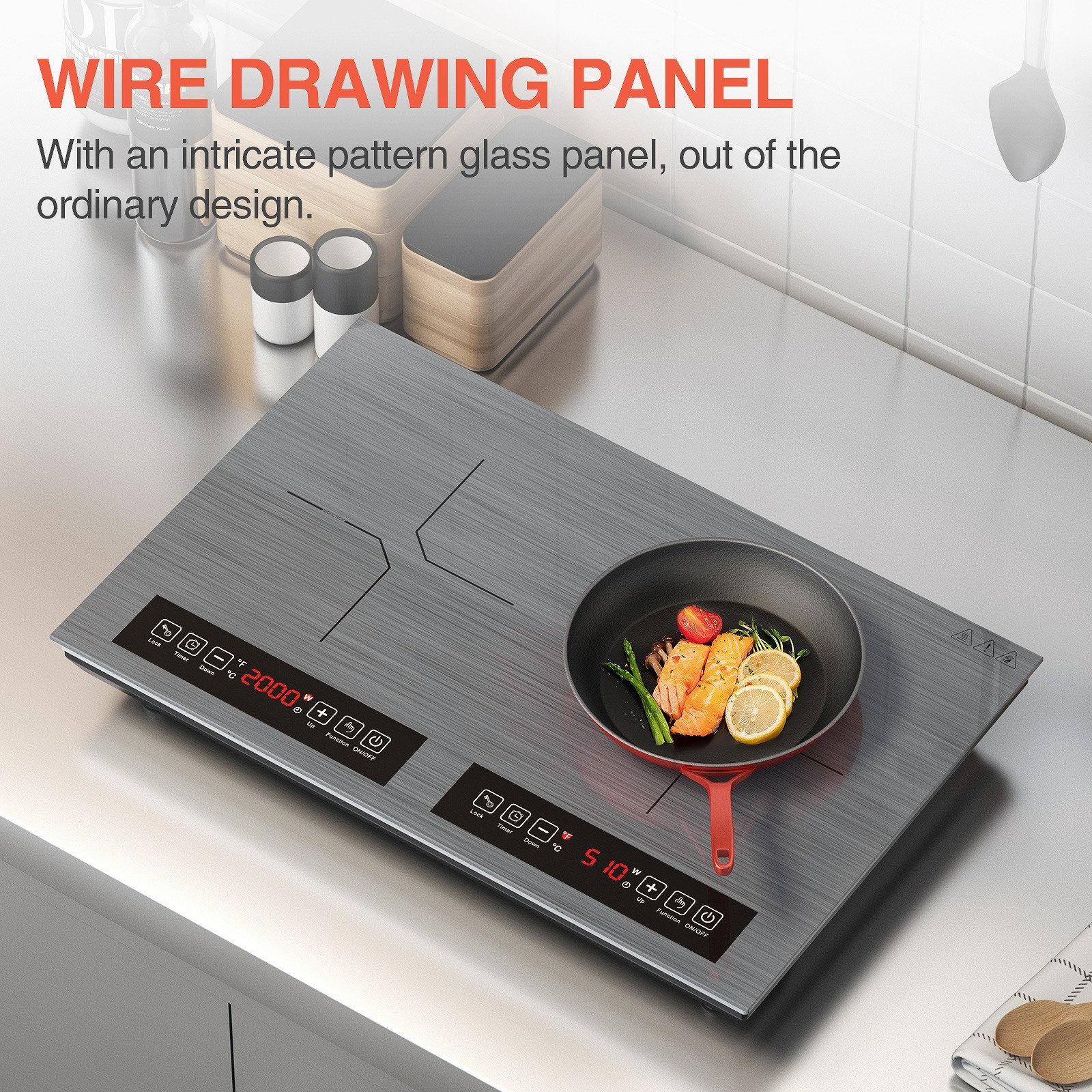 双头电磁炉大功率家用H66双灶拉丝面板黑晶板厂家一体灶火锅炉图3