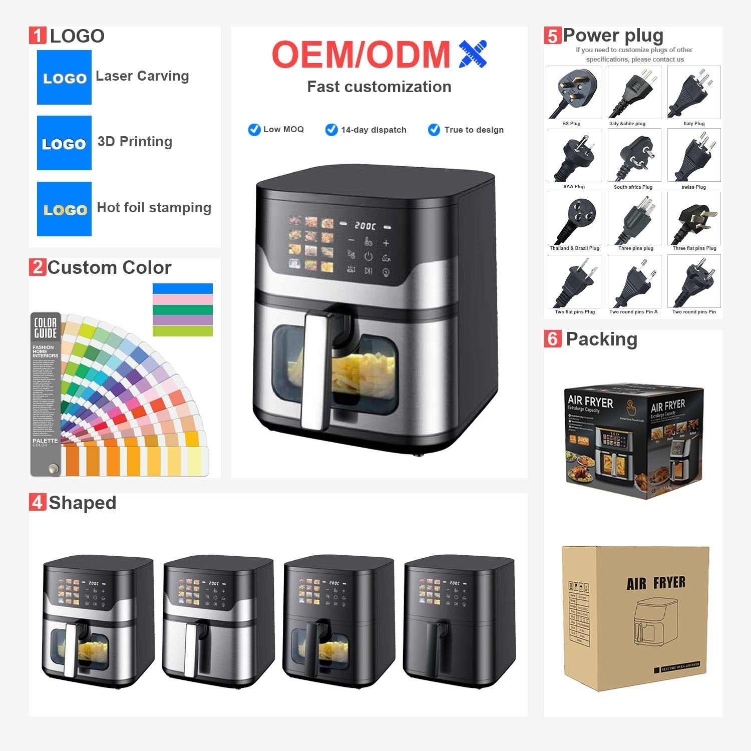 跨境空气炸锅家用新款大容量可视多功能烤箱一体空气电炸锅烹饪机图3