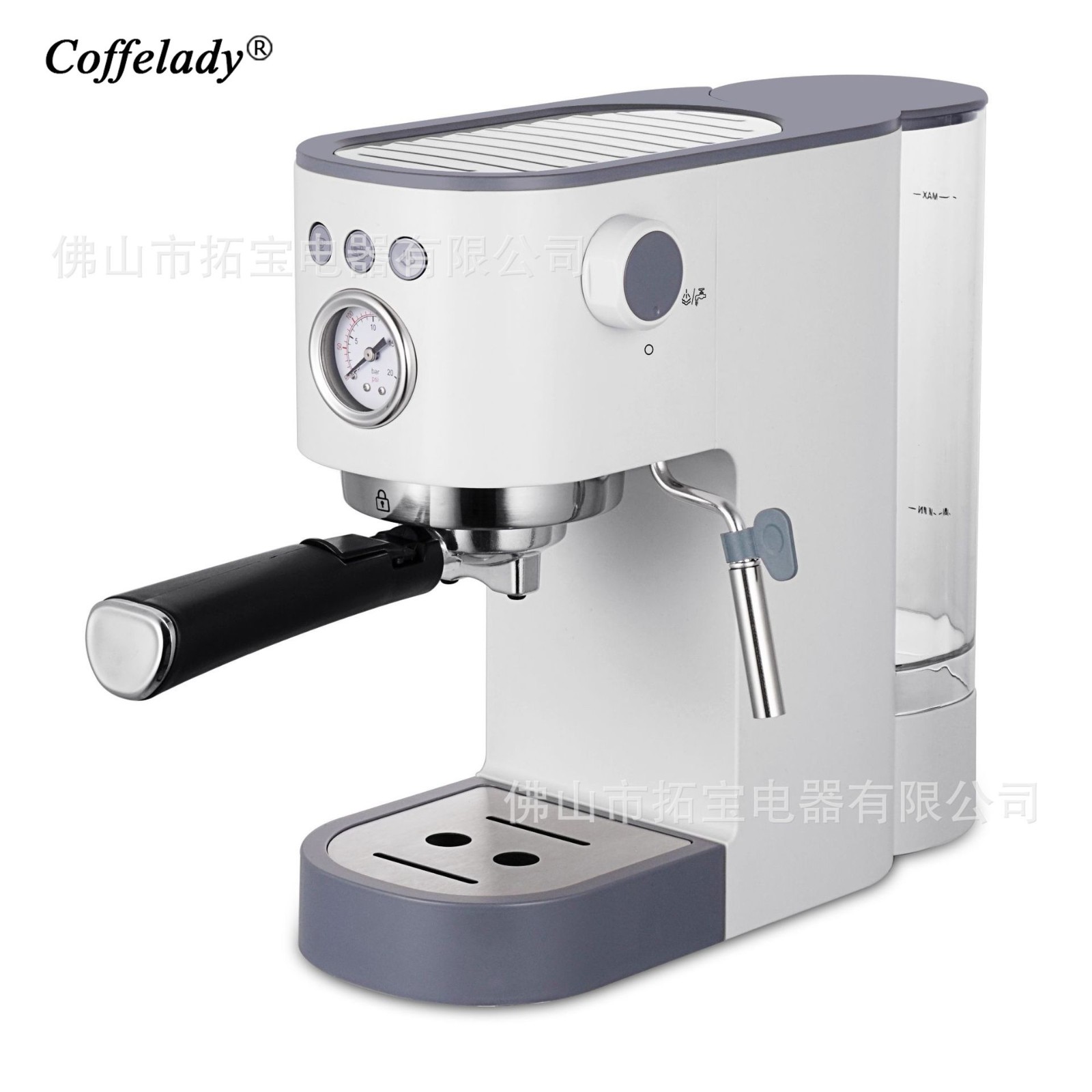 Coffelady 20bar意式浓缩咖啡机 带压力表的按钮控制泵压式咖啡机图2