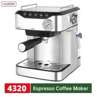 定制咖啡机跨境1.6L半自动办公室家用意式可打奶泡咖啡机