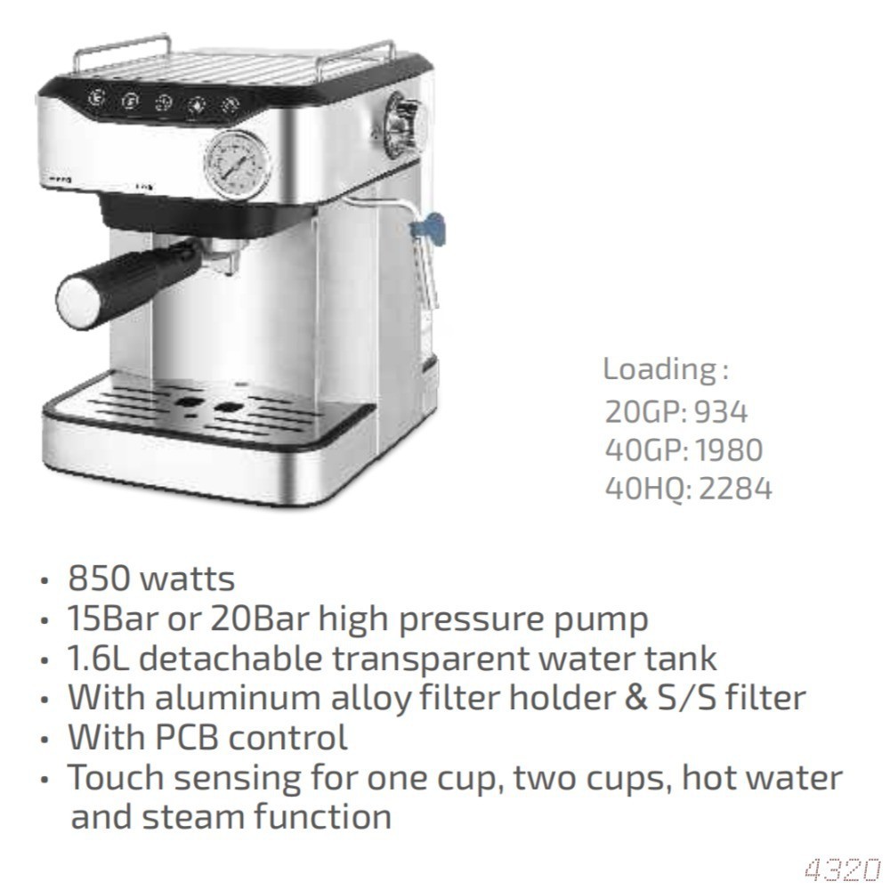 定制咖啡机跨境1.6L半自动办公室家用意式可打奶泡咖啡机图2