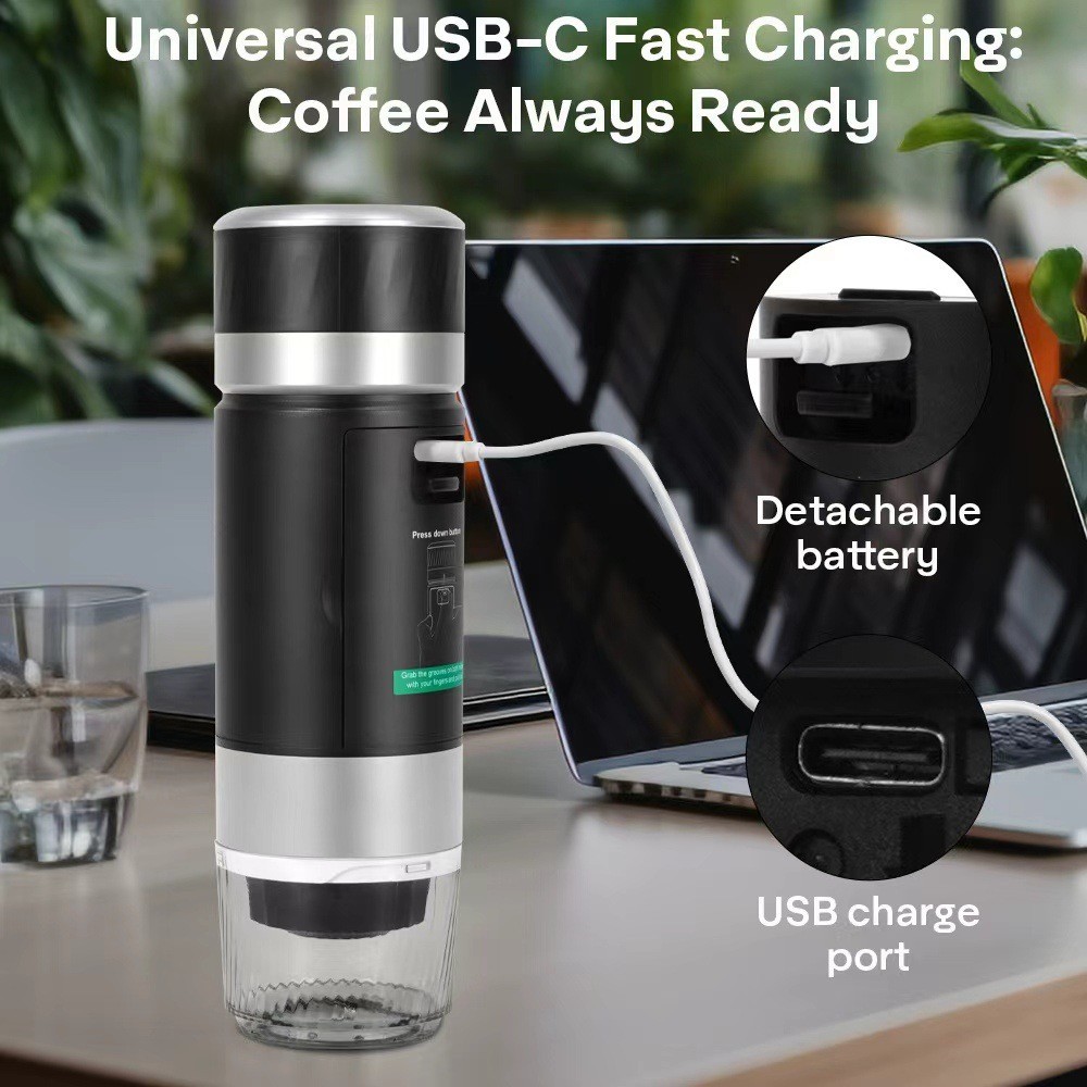 跨境新款便携式咖啡机小型USB无线加热美意式手持胶囊咖啡机图3