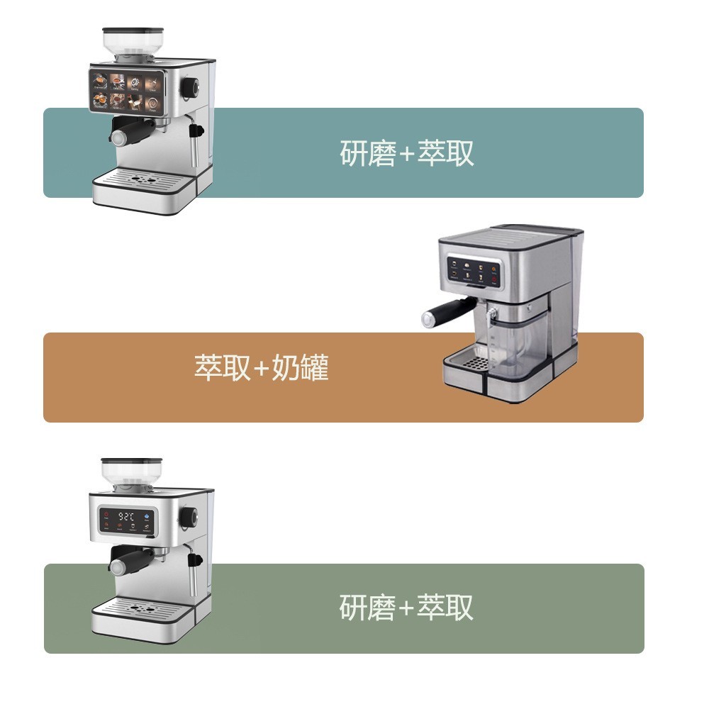 外贸咖啡机带奶罐半自动家用触屏意式浓缩咖啡机泵压式高压萃取图3