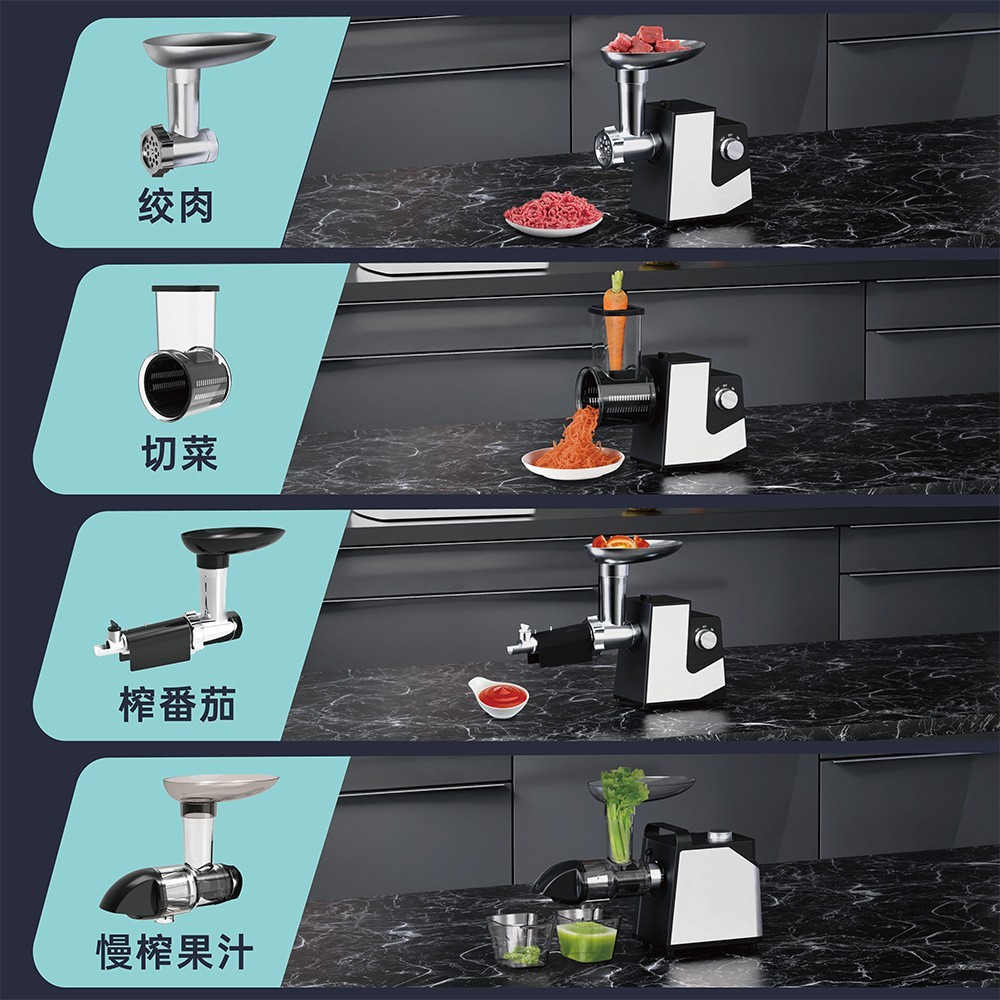 跨境新款家用电动绞肉机外贸定制不锈钢全自动饺肉绞菜灌肠机图2