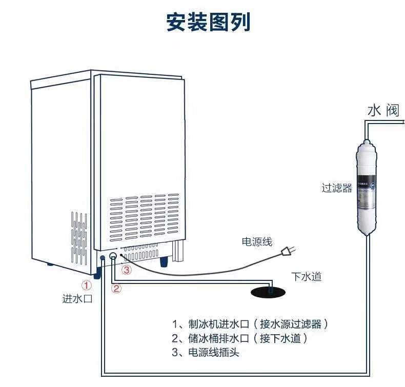 制冰机商用月牙冰奶茶店全自动小型方冰酒吧100KG大容量图2