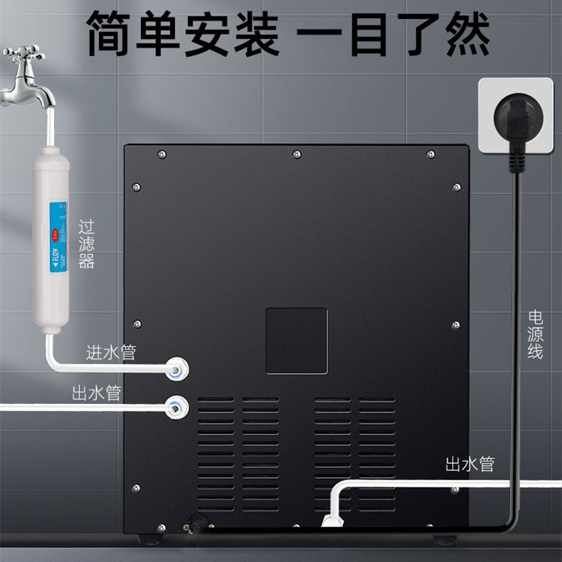 跨境欧美台式迷你全英文小型家用日产15KG圆冰制冰冷水一体制冰机图2
