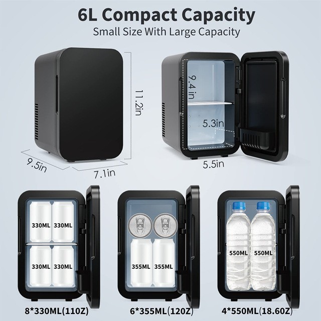 跨境欧美全英文6L迷你小型办公室寝室学生冷暖车家两用台式小冰箱图4