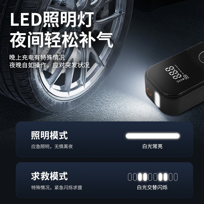 专用汽车充气泵车载便携智能无线数显打气筒多功能轮胎应急打气泵图2