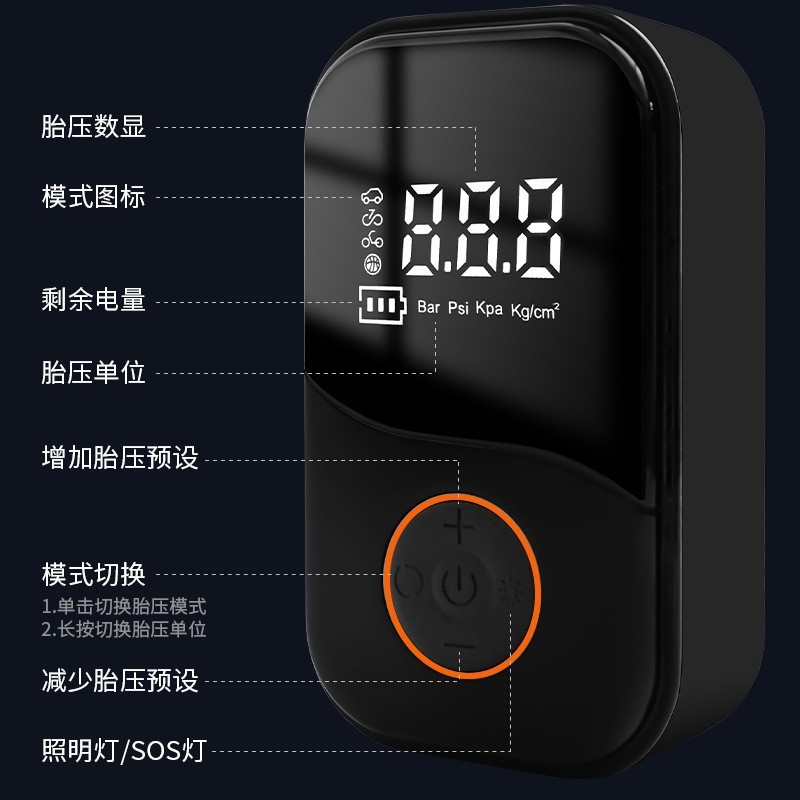 车载充气泵自动充停跨境汽车无线打气泵便携式手持电动轿车打气泵图4