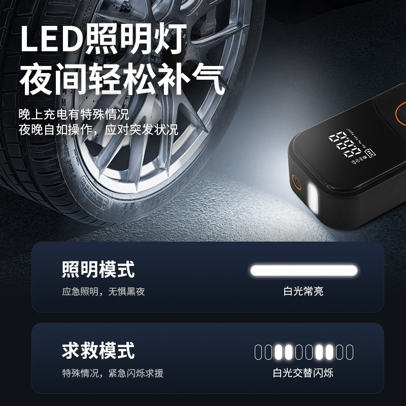 车载充气泵自动充停跨境汽车无线打气泵便携式手持电动轿车打气泵图3