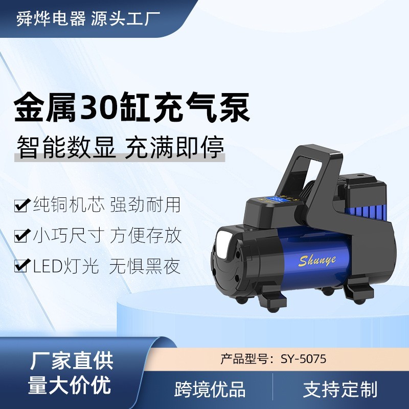 厂家供应可定制数显带灯LED金属智能便携应急车载多用途充气泵图3