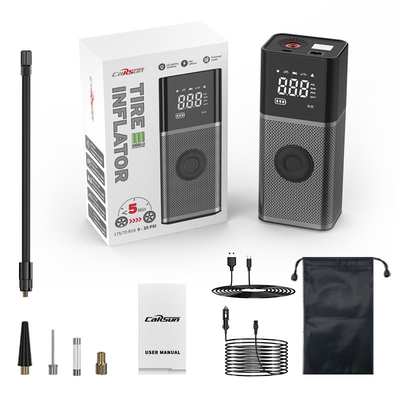 无线车载充气泵便携式大功率轮胎打气泵紧急照明智能数显迷你气泵图2