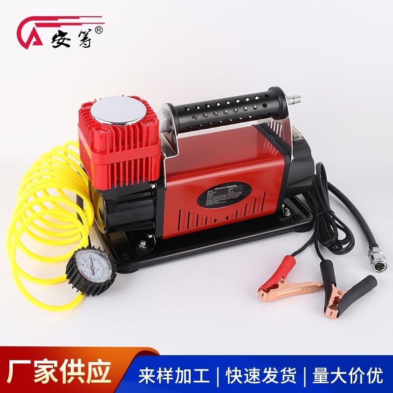 金属双缸充气泵 电动汽车轮胎打气泵 车用检测胎压充气泵