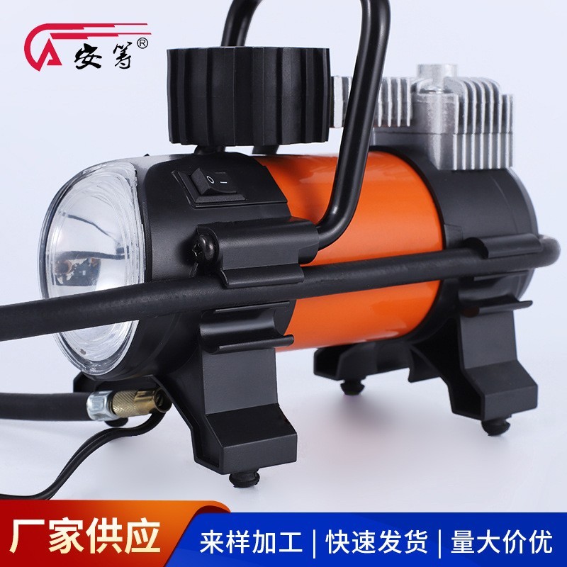 车用应急充气泵 带灯轮胎打气泵 点烟式车载充气泵泵图2