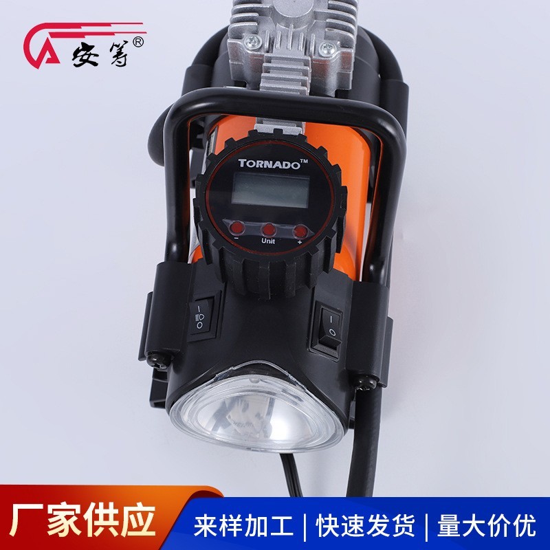 车用应急充气泵 带灯轮胎打气泵 点烟式车载充气泵泵图3