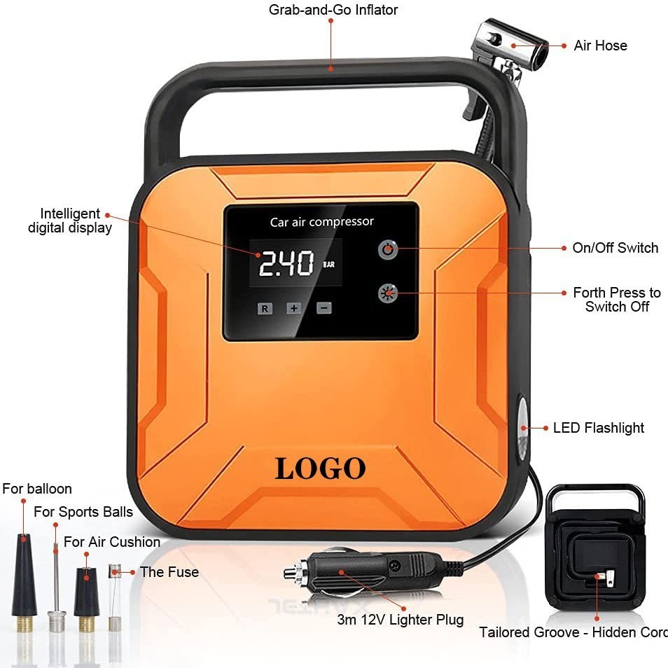 车载充气泵汽车泵跨境电商打气泵自动充停轮胎气泵车用数显充气泵图3