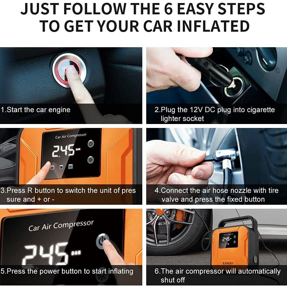 车载充气泵汽车泵跨境电商打气泵自动充停轮胎气泵车用数显充气泵图2