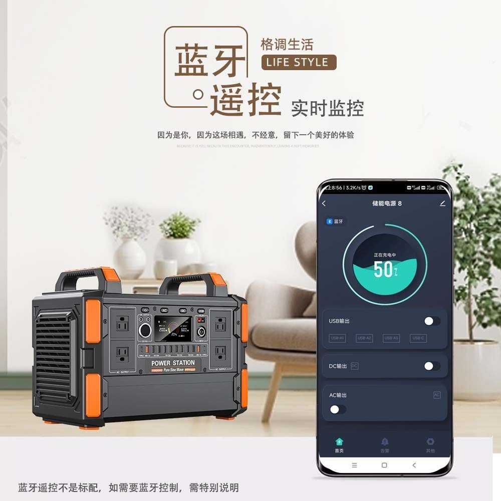 可贴牌加工1200W户外储能电源磷酸铁锂1度户外移动电源便携式电站图2