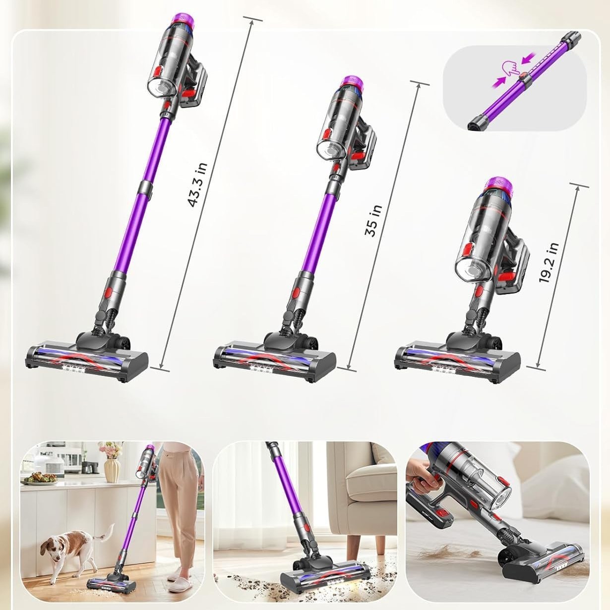 定制加工无线手持家用吸尘器45000帕吸力档位数显礼品跨境吸尘器图2