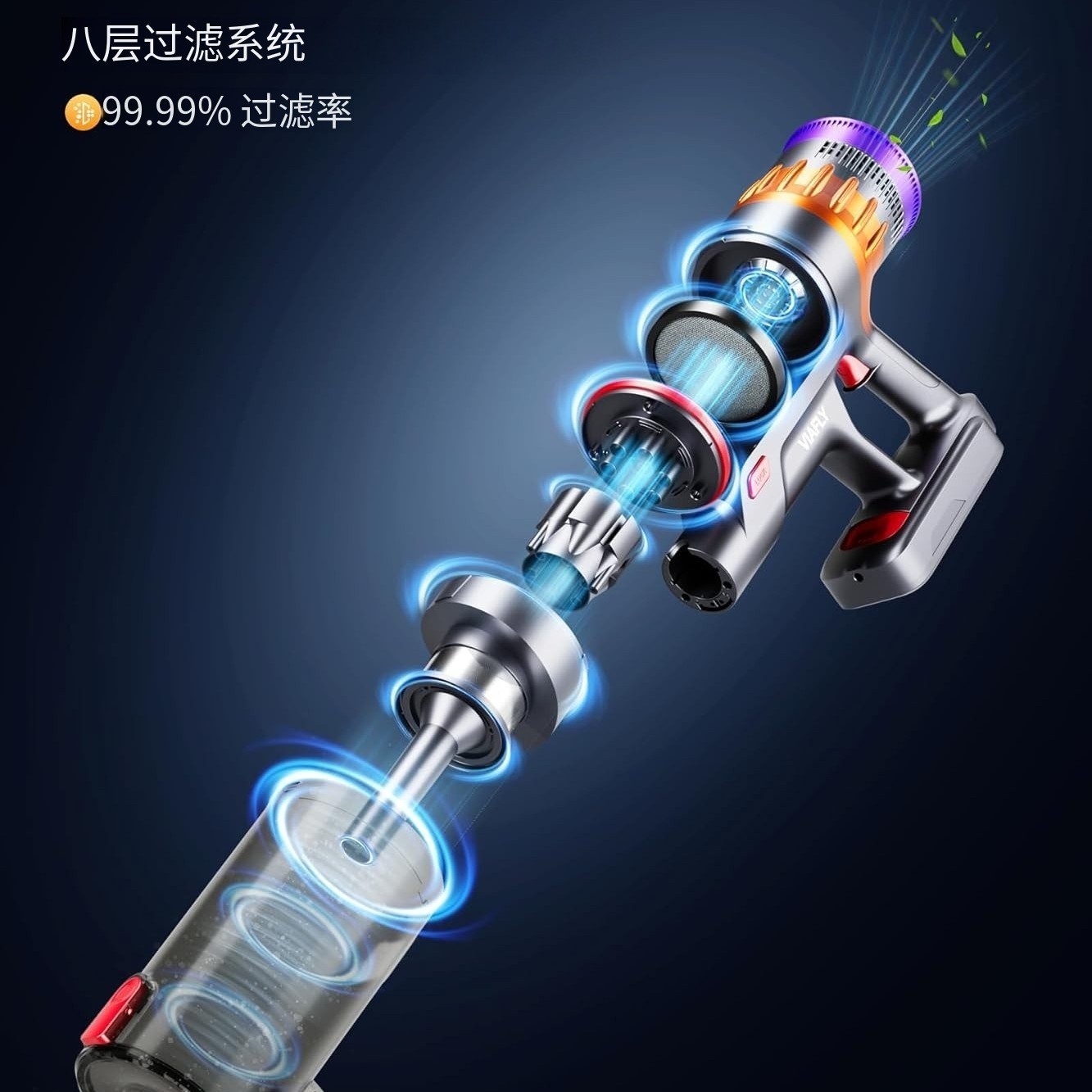 定制跨境新款吸尘器家用无线锂电池充电48KPa大吸力手持吸尘器图4