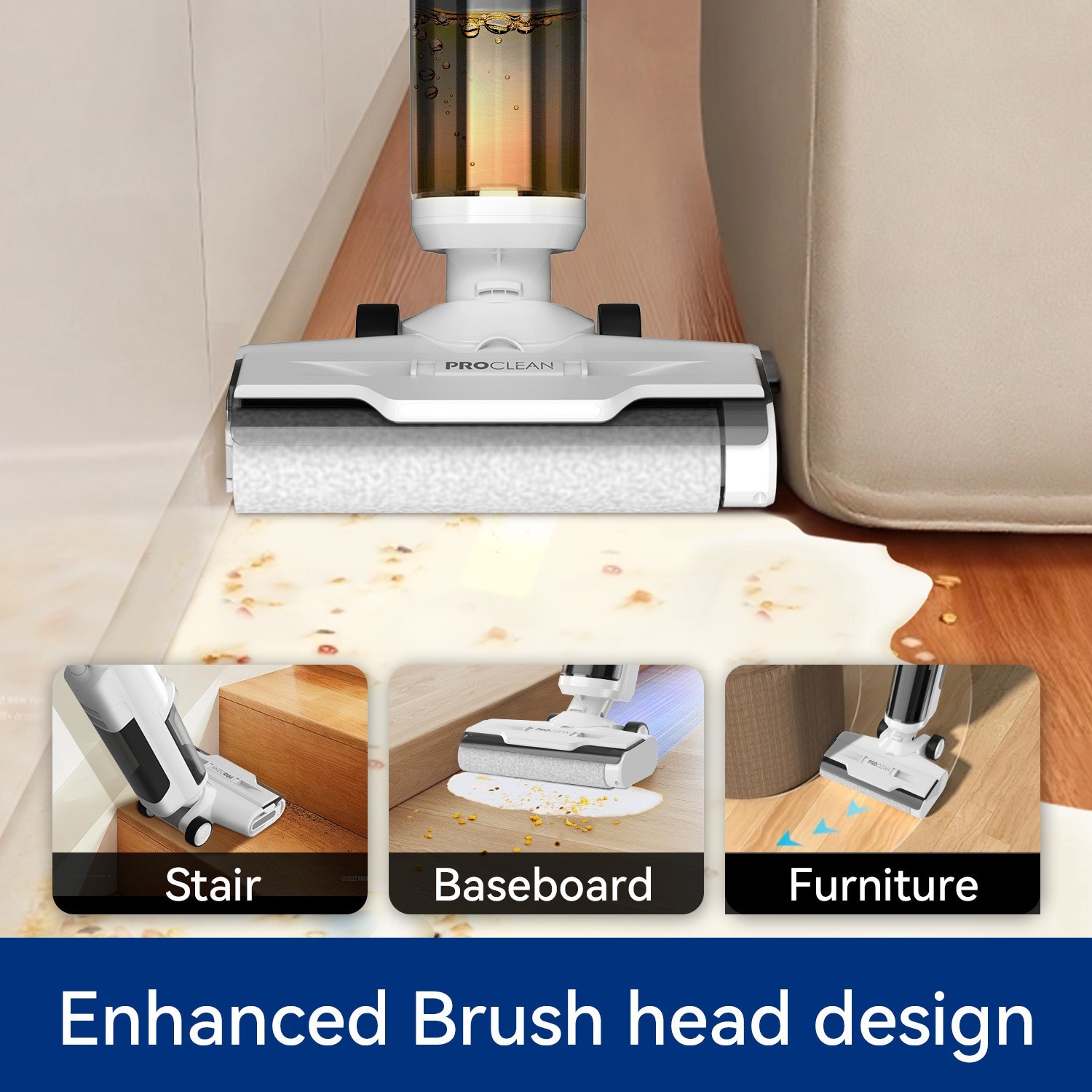 白色家用扫拖吸一体机 有刷款洗拖一体机 定制新款洗地机图4