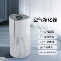 跨境小型空气净化器家用静音UV杀菌智能显示PM2.5桌面清新净化机