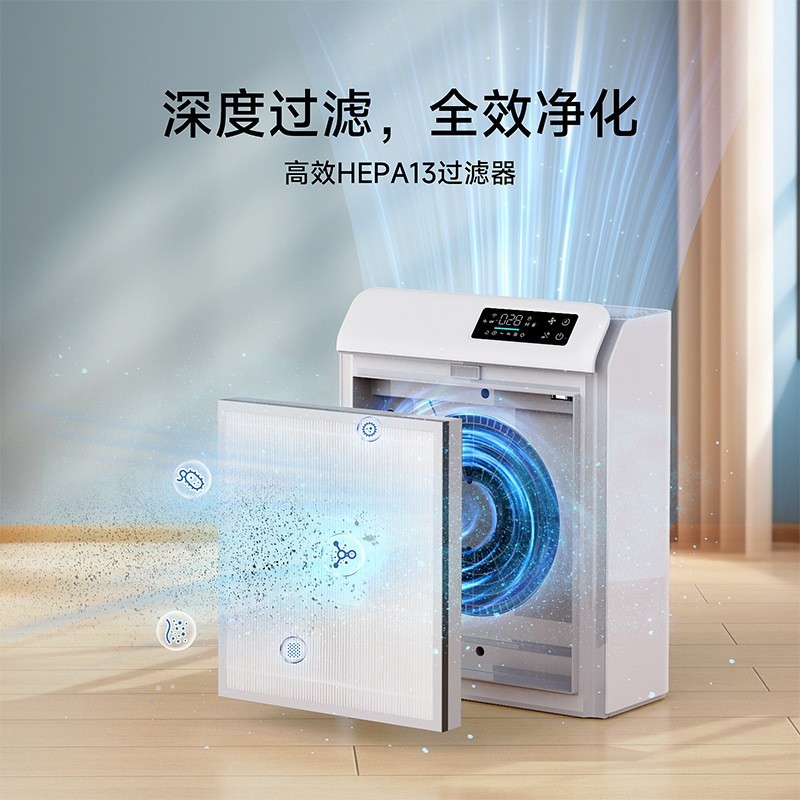 跨境空气净化器家用智能静音桌面空气UV杀菌便携式净化机滤网图2