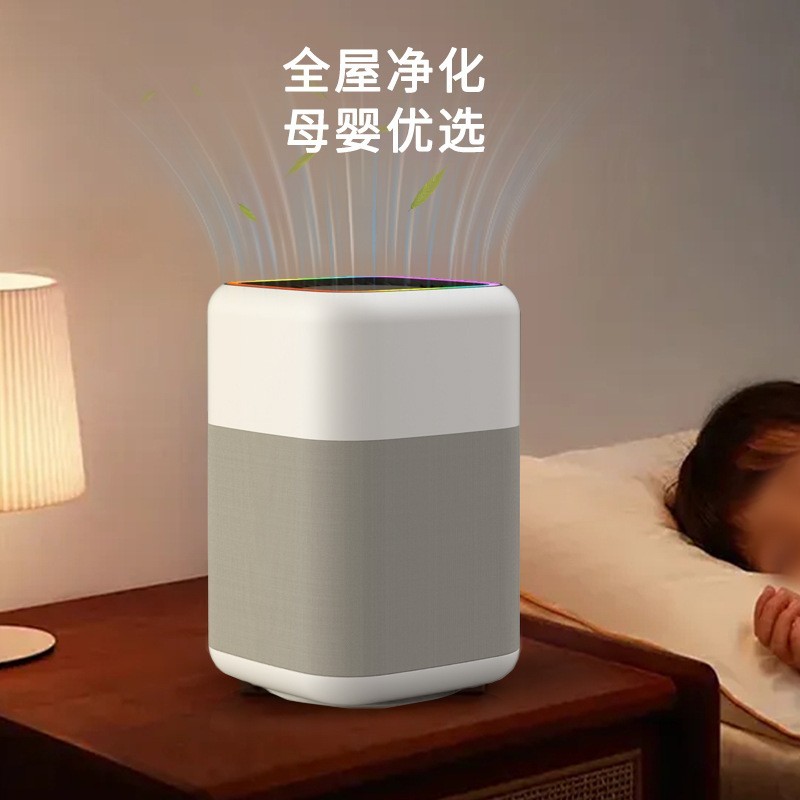 新款跨境桌面智能空气净化器家用除灰尘除烟小型便携式净化机图3
