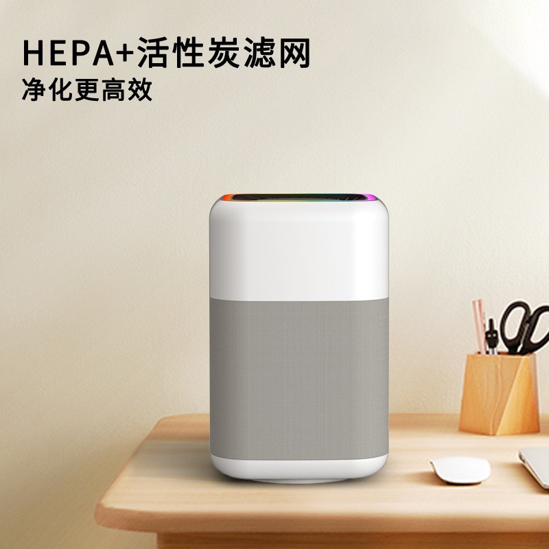 新款跨境桌面智能空气净化器家用除灰尘除烟小型便携式净化机图2