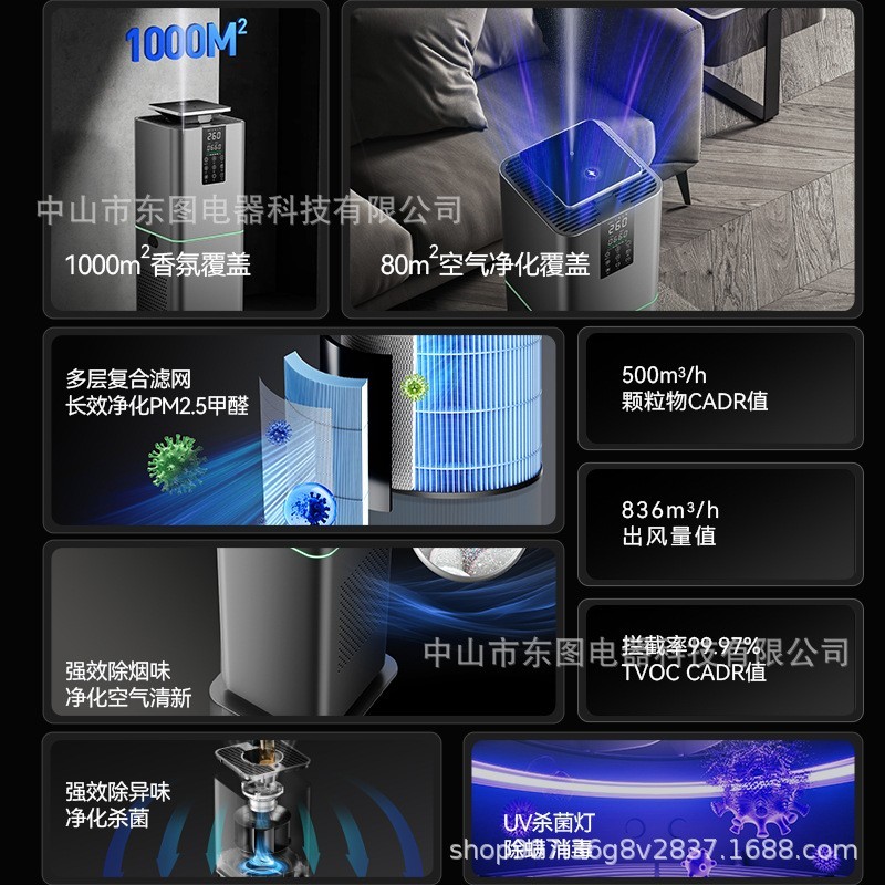 商用/家用空气净化器OEM贴牌可定制外贸出口铝合金空气净化器香薰图5