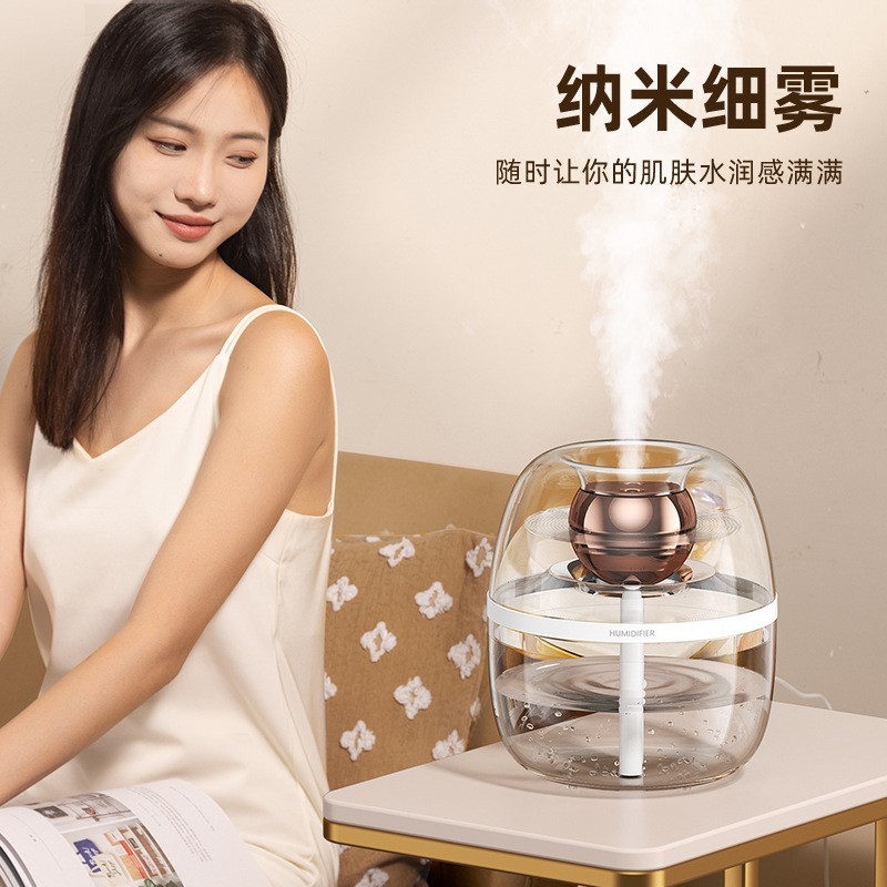 双喷3L加湿器usb大容量家用静音卧室办公室小夜灯双喷加湿图2
