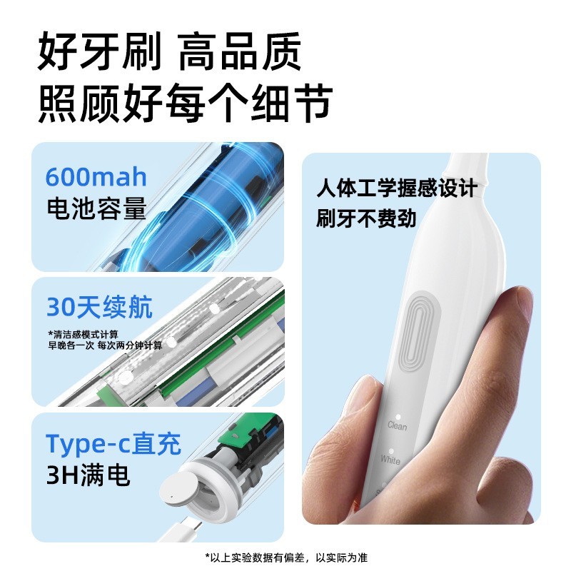跨境外贸套装OEM定制旋转电动牙刷头 长续航杜邦清洁金属轴圆头刷图3