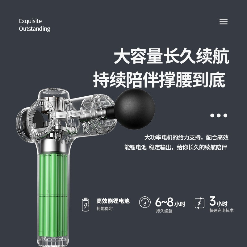 跨境专业级筋膜枪定制OEM家用健身按摩枪大型款肌肉按摩器图2