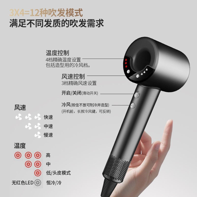 工厂定制多功能强力吹风机家用大功率智能数显吹风筒跨境工厂图4