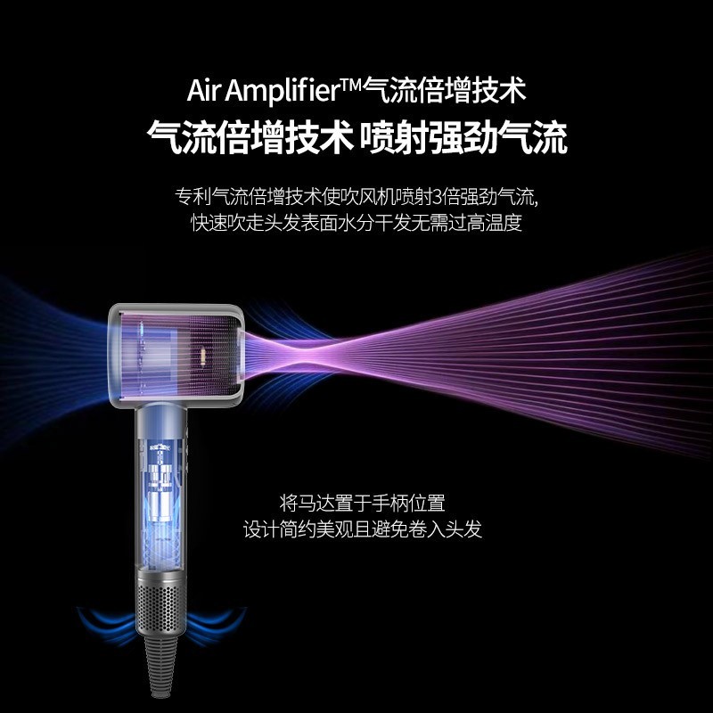 工厂定制顶配高速吹风机发廊家用大功率无叶吹风筒中空跨境电吹风图3