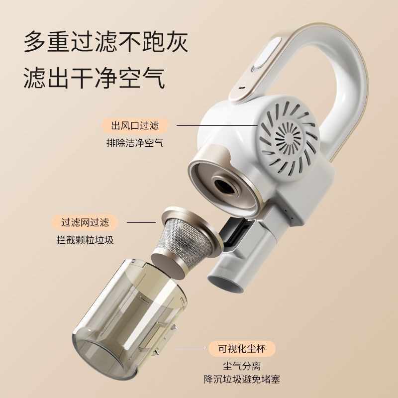 无线拖地吸尘器除螨仪车载家用大吸力手持无线蓝光拖地刷跨境图2