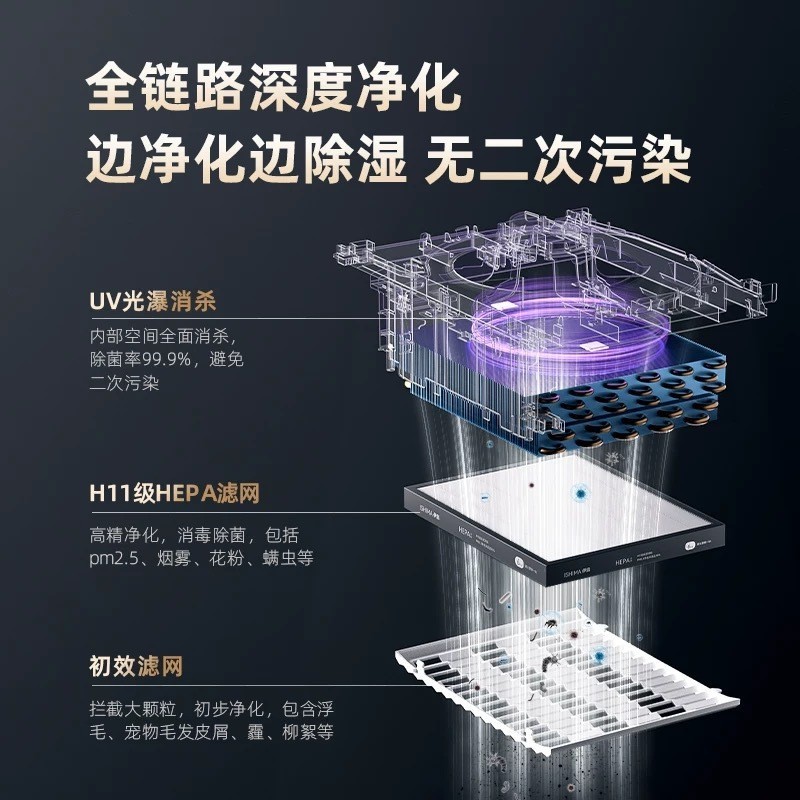 除湿机家用客厅卧室空气净化抽湿机抽湿器轻音多功能图2