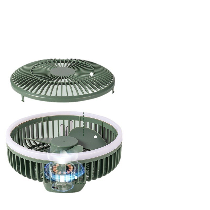 新款户外露营照明电风扇 办公桌面USB三脚架风扇学生宿舍悬挂吊扇图5