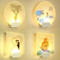 亚克力卧室壁灯床头灯酒店现代简约客厅室内led跨境墙画创意过道