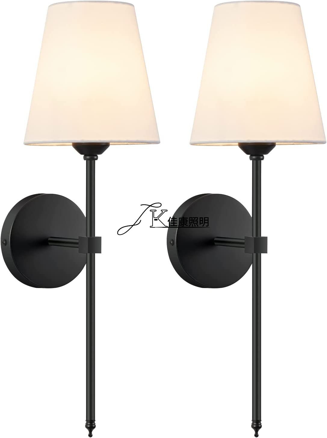 亚马逊amazon跨境供货复古美式农舍工业布艺简约铁艺美规黑色壁灯图2