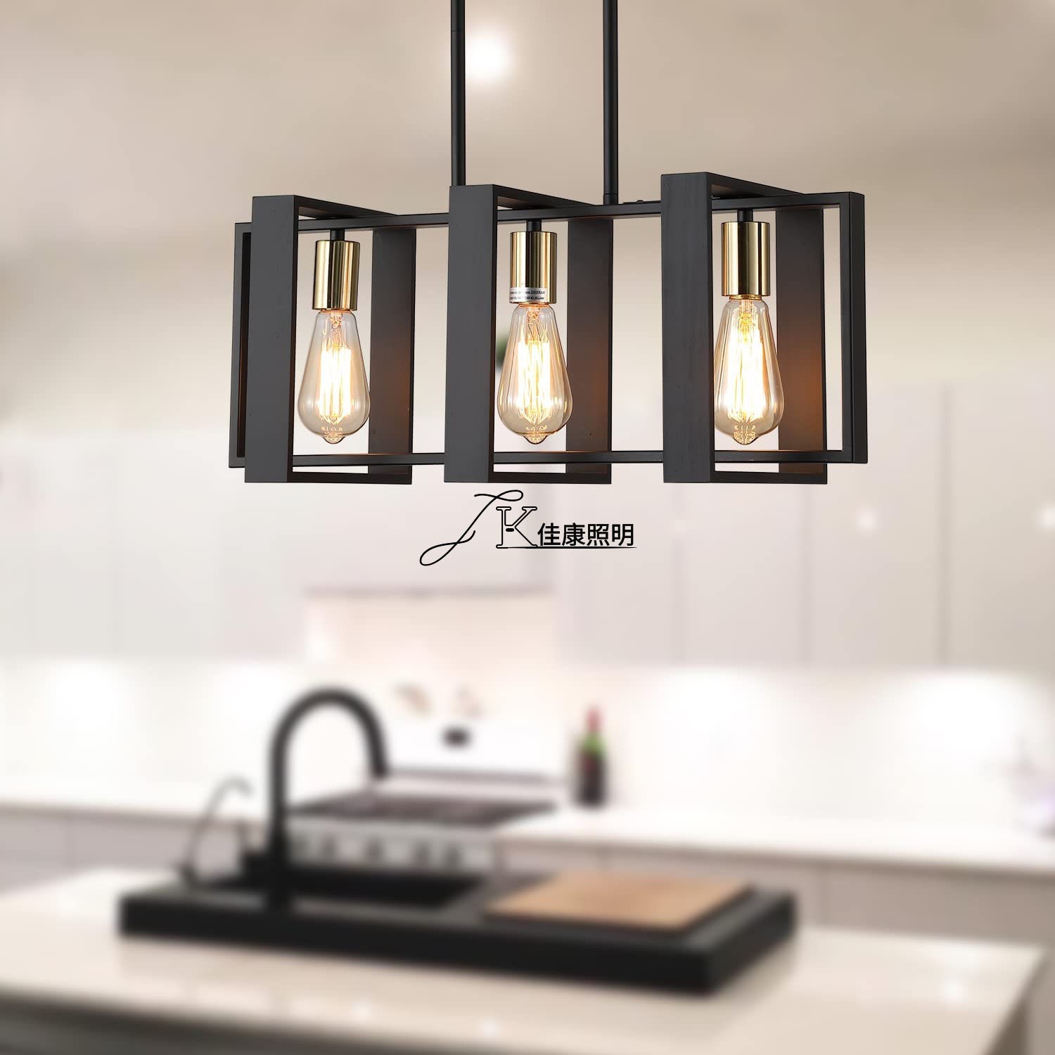 亚马逊跨境供货支持定制打样复古枝形吊灯美规铁艺岛灯图4