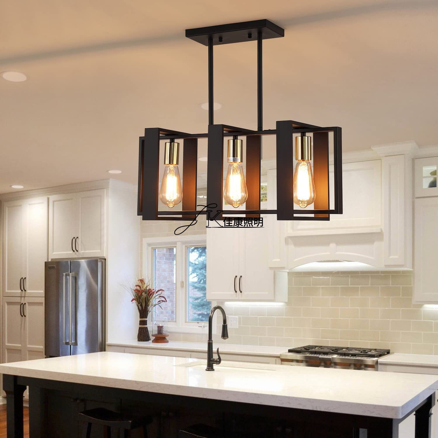 亚马逊跨境供货支持定制打样复古枝形吊灯美规铁艺岛灯图3