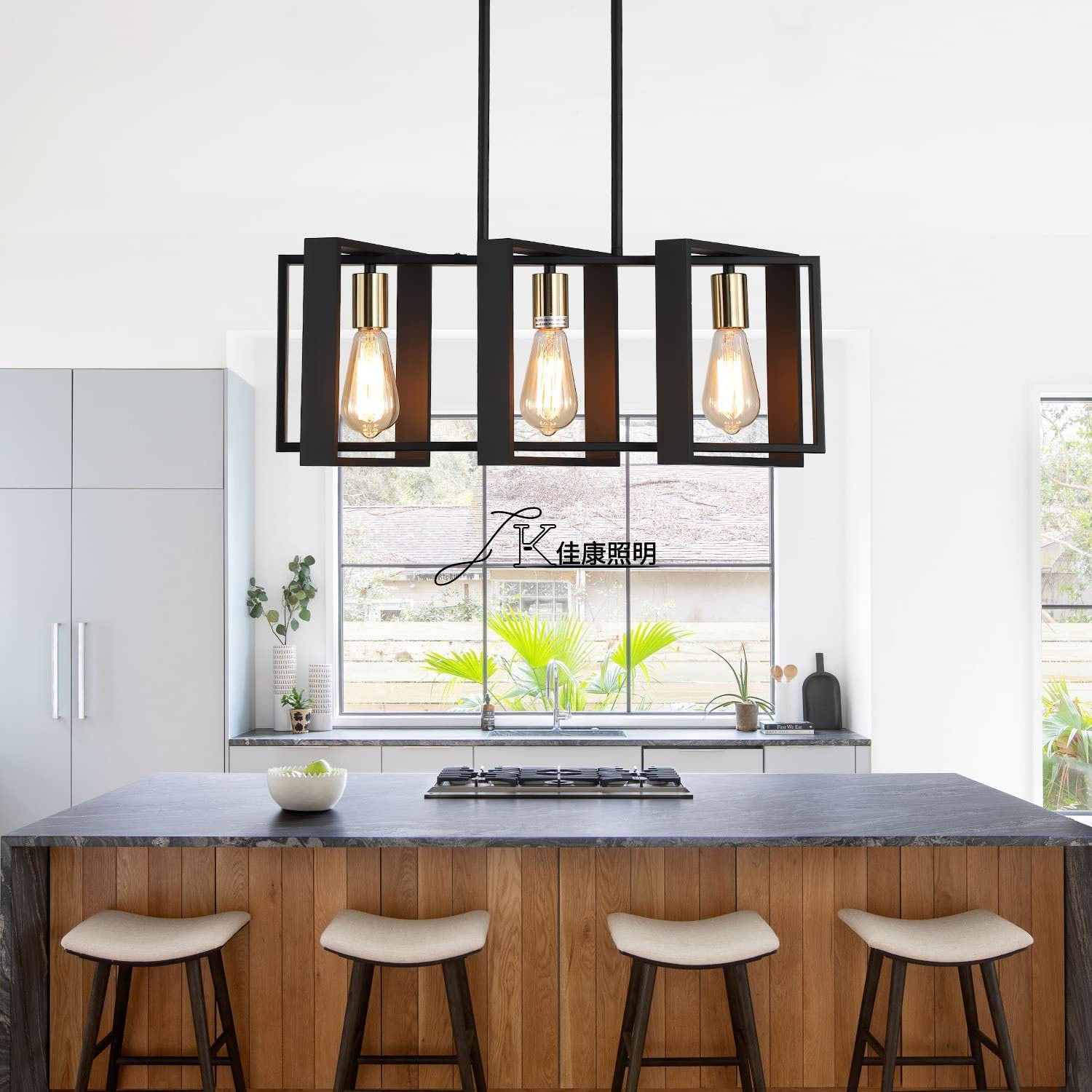 亚马逊跨境供货支持定制打样复古枝形吊灯美规铁艺岛灯图2