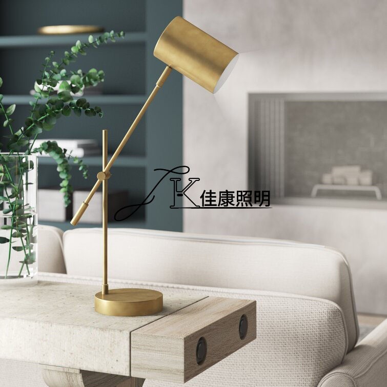 2022年新款亚马逊跨境供货北欧铁艺复古折叠摇摆金色学习美规台灯图3