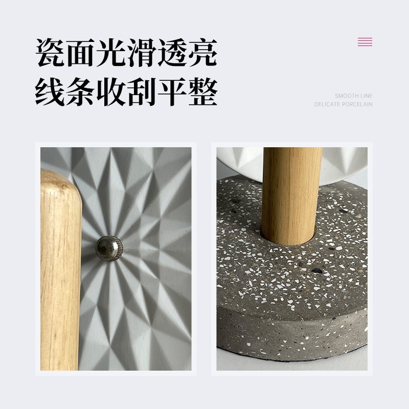 5V低压USB接头台灯桌面床头柜创意木质底座透光陶瓷装饰台灯图2