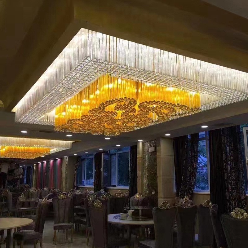 长方形酒店大厅吸顶灯工程灯具花朵水晶灯KTV会所大堂吊灯定制图4