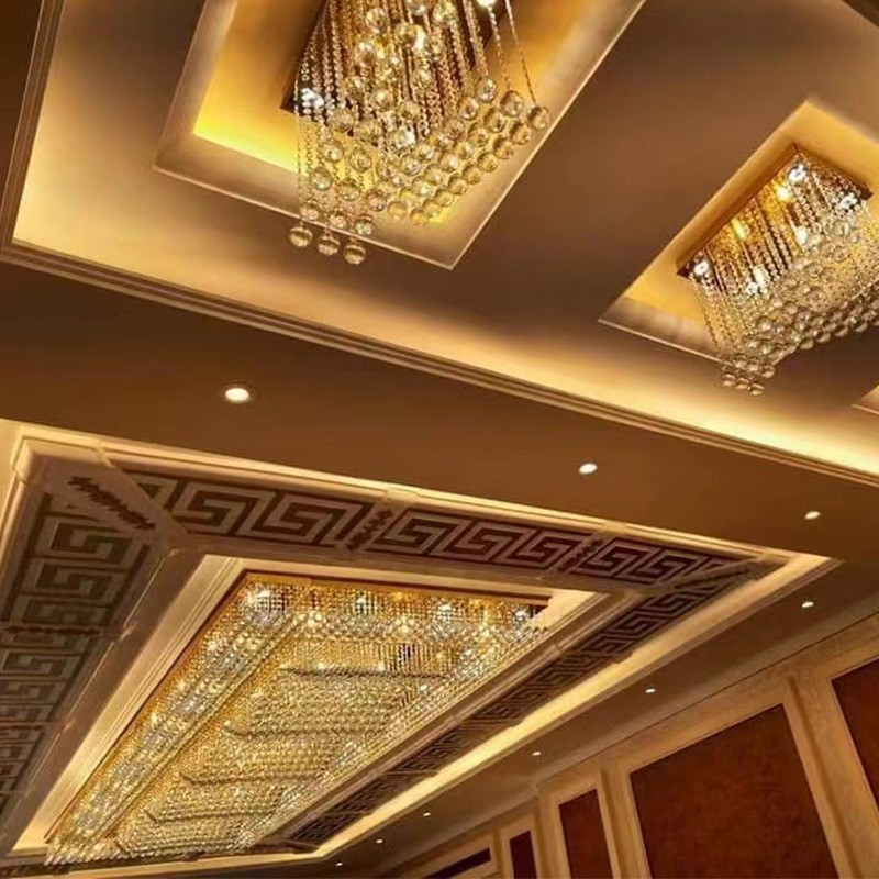 长方形酒店大厅吸顶灯工程灯具花朵水晶灯KTV会所大堂吊灯定制图3