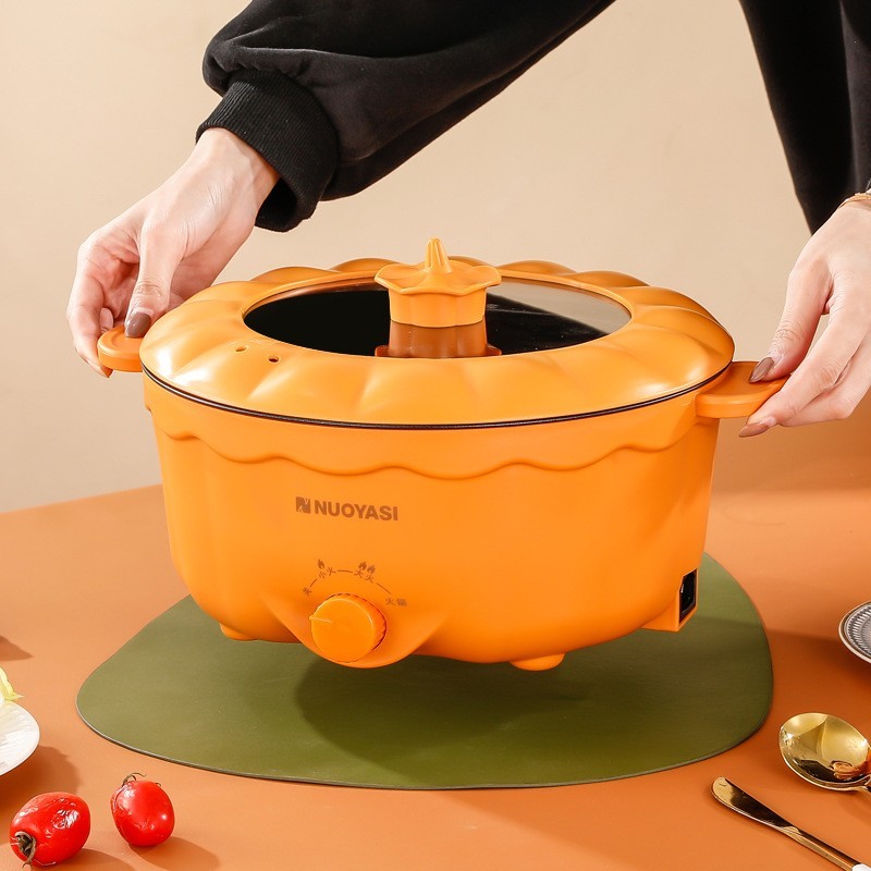 电煮锅家用电火锅蒸煮炒菜一体大容量电热锅宿舍多功能南瓜锅电锅图3