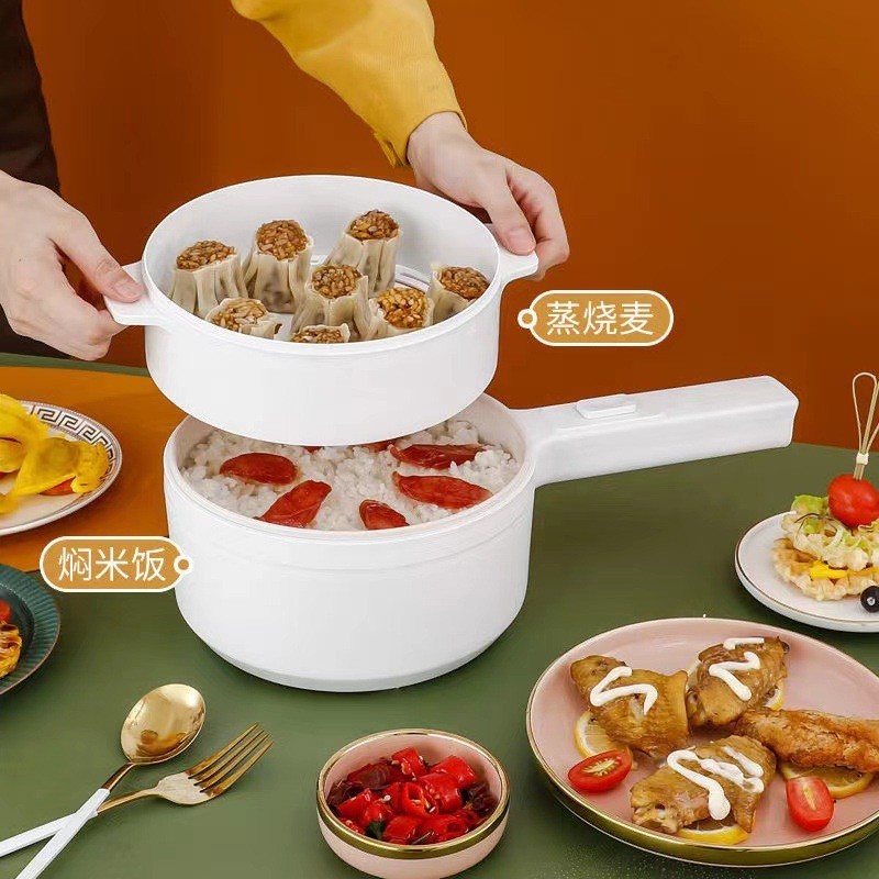 定制电炒锅多功能电热锅学生宿舍电煮锅家用火锅不粘小白锅图3