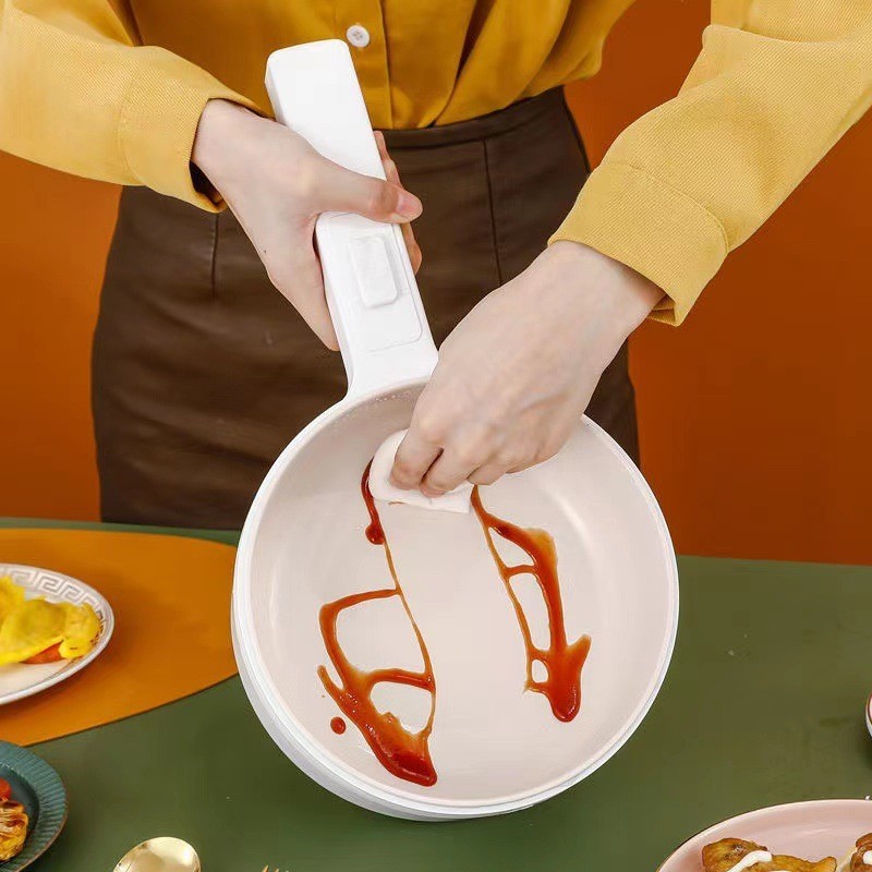 定制电炒锅多功能电热锅学生宿舍电煮锅家用火锅不粘小白锅图2